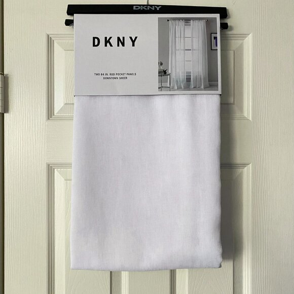 DKNY 50 x 84 DOWNTOWN SHEER White Window Curtains 2 Panels Drapes Set. - Picture 5 of 11